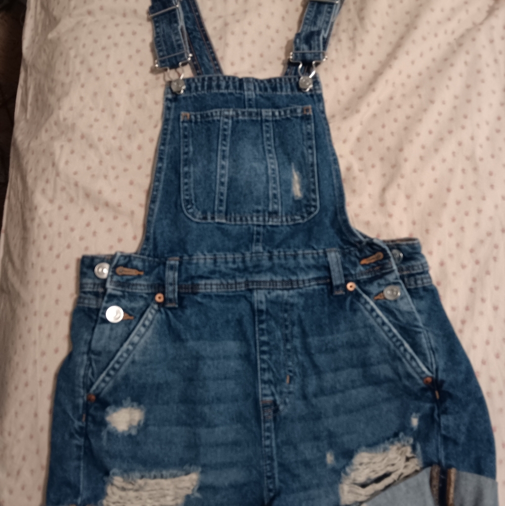 Divided H&M Distressed Denim Overalls Size 2